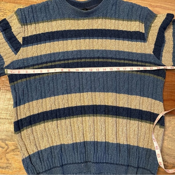 Vintage Bill Blass Sweater Large Grandpa Sweater stripes Blue cotton blend - Picture 6 of 9